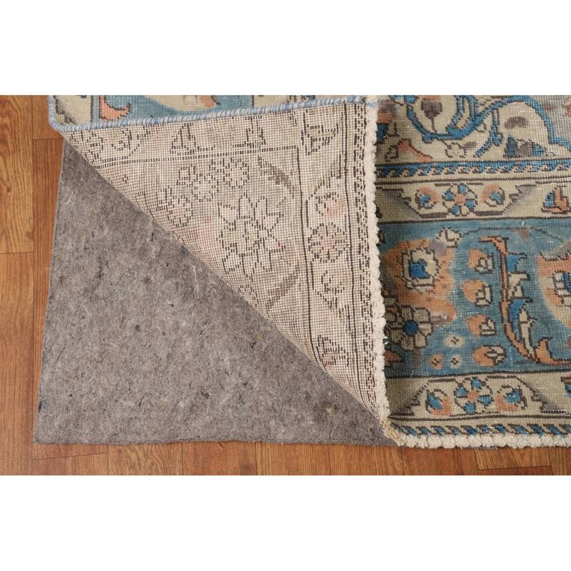Light Blue Medallion Tabriz Persian Rug Hand-Knotted Wool Carpet - 7'9"x 11'3"