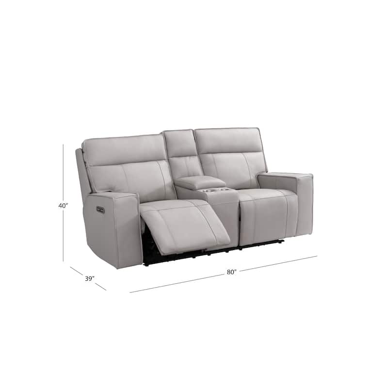 Abbyson Layton Top Grain Leather Dual Power Reclining Loveseat