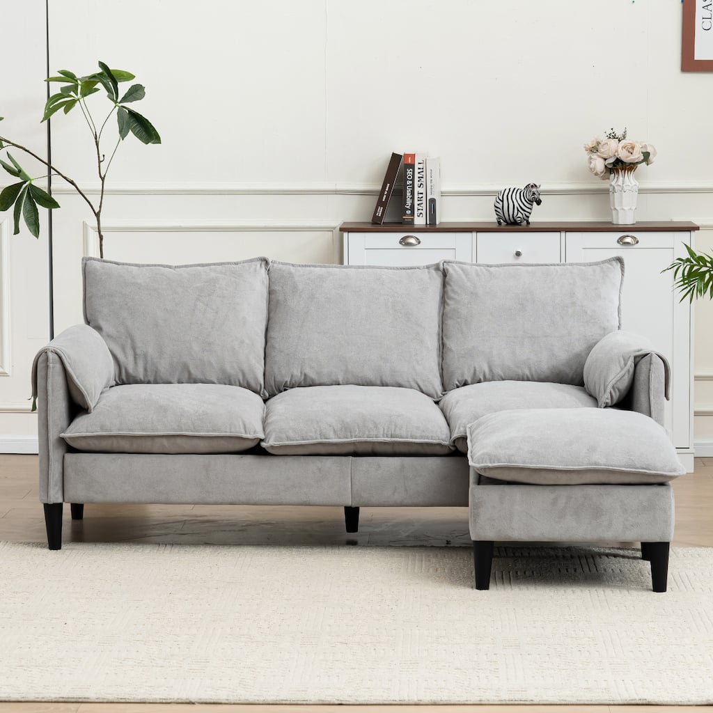Anmytek Convertible 3-Seater L-Shaped Combination Sofa with Storage Footstools