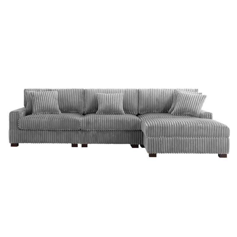 118.3" W Upholstered Sectional Modular Sofa with Ottoman