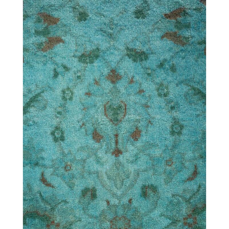 Overton Hand Knotted Wool Vintage Inspired Modern Contemporary Overdyed Blue Runner Rug - 2' 8" x 10' 3"