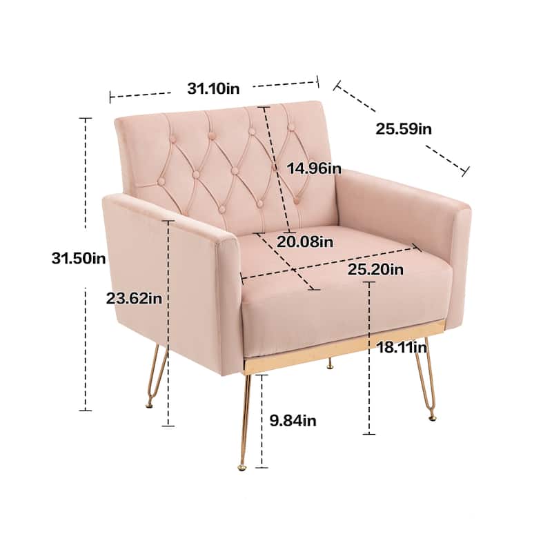 Accent Chair, Leisure Single Sofa with Rose Golden Feet