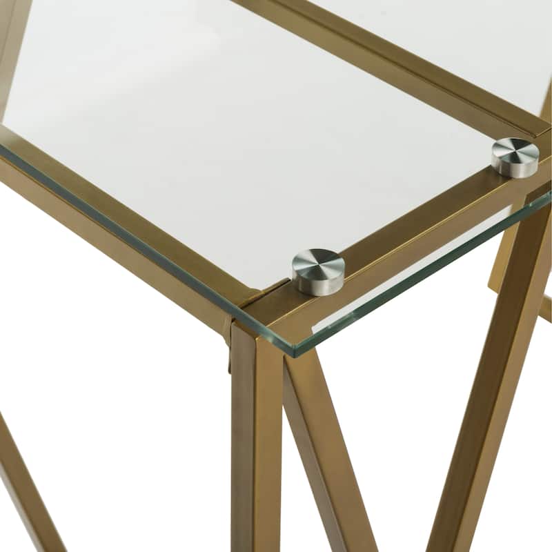 Silver Manilla Orchid Gold Glass Top Desk