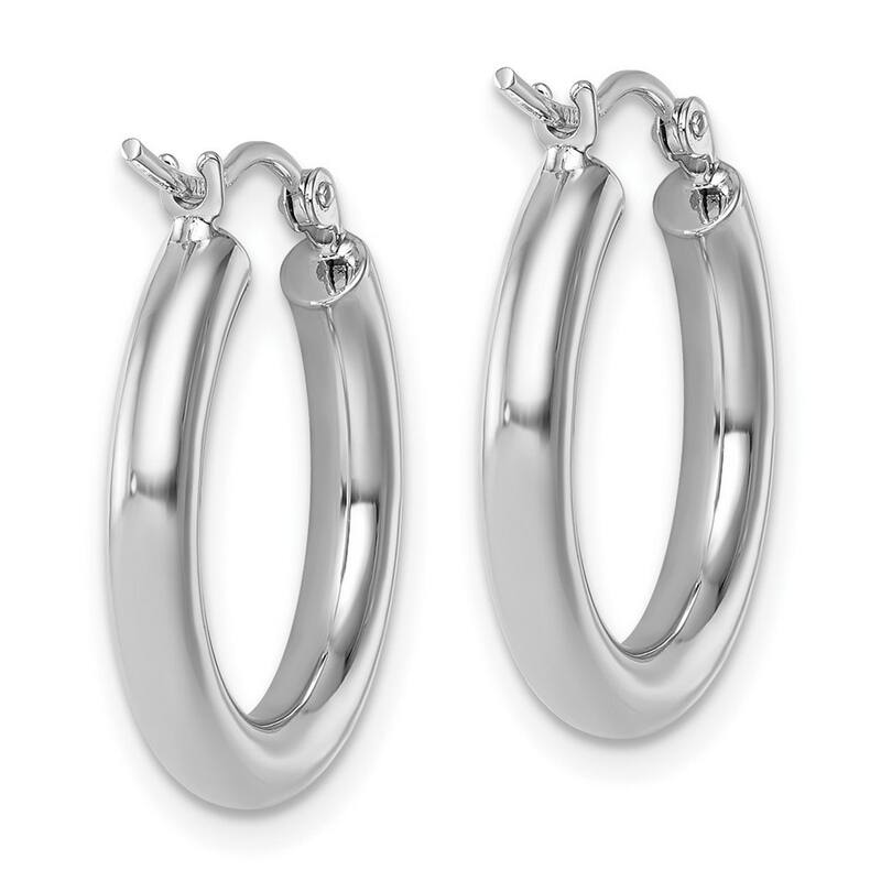 Curata 14k White Gold Hinged Post Polished Hinged Hoop Earrings - 20x20mm