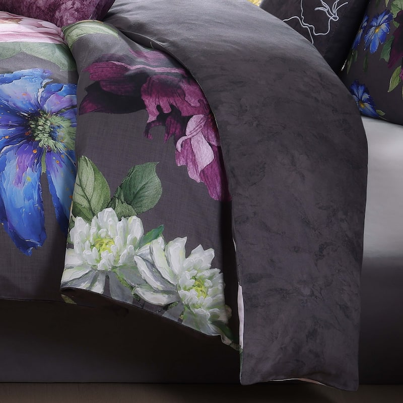 Bebejan Elegant Blossoms 200 Thread Count 100% Cotton Sateen 5 Piece Reversible Comforter Set