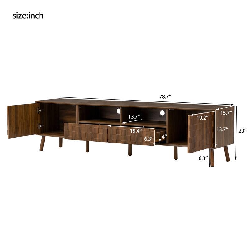 Modern 78 Inch TV Stand for 85" TVs, Entertainment Center with Solid Wood Legs, Drawers & Cable Management