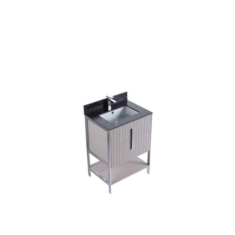 Fine Fixtures Serenity Modern Bathroom Vanity with Black Sintered Stone Top