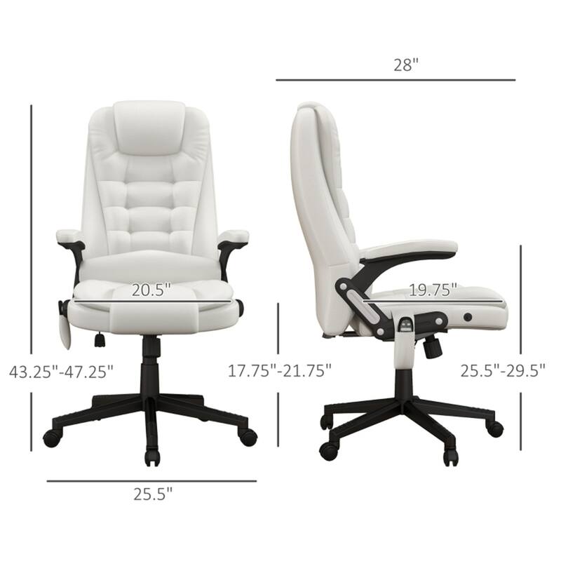 PU Leather Adjustable Seat Height Office Chair with Massage and Heating Function Swivel Base