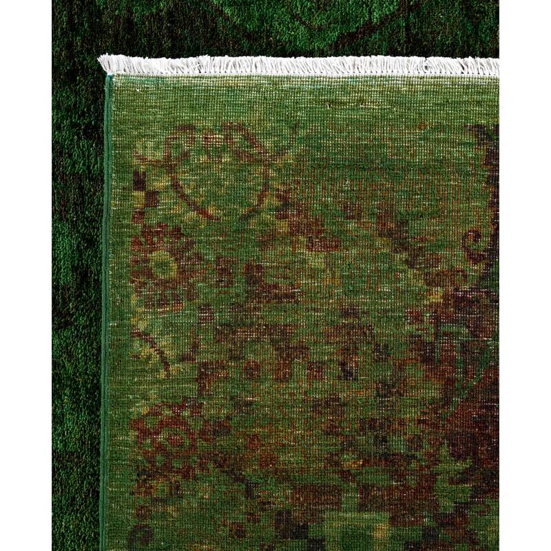 Overdyed One-of-a-Kind Hand-Knotted Square Area Rug - Green - 12' 1" x 12' 2"