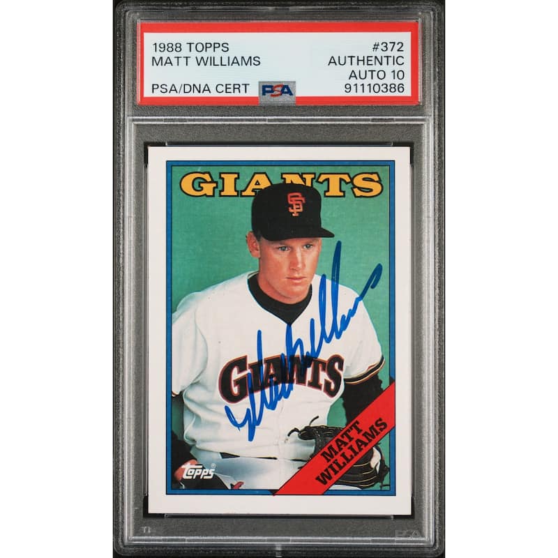 Matt Williams 1988 Topps Signed Baseball Rookie Card #372 Auto Graded PSA 10 - 8'6" x 11'6"