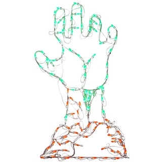 National Tree Company Halloween Lighted Sign Decoration, White, Zombie Hand, LED Lights, Plug In, 3 Feet