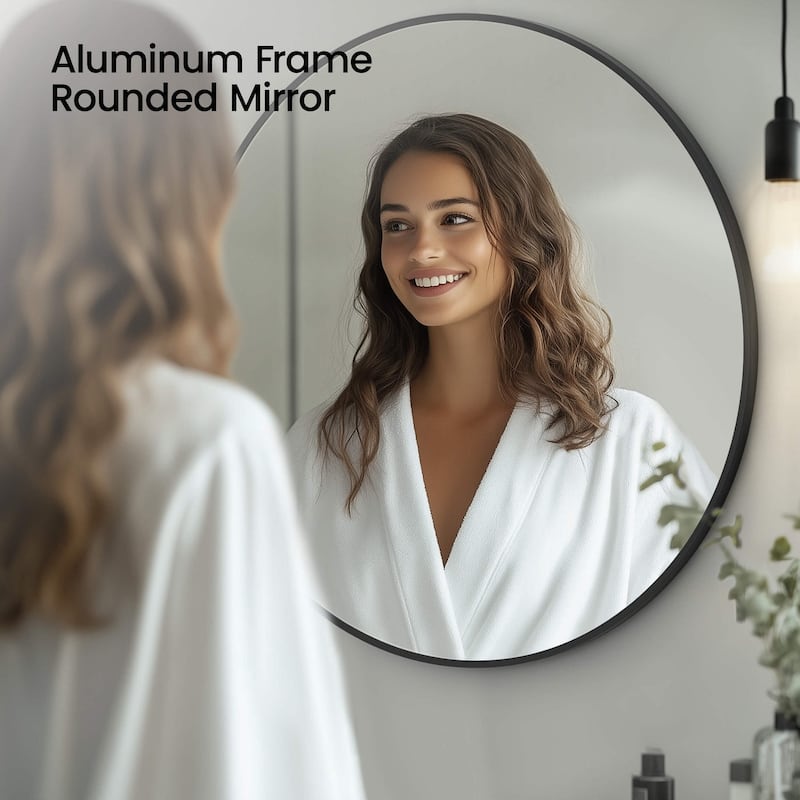 28 Inch Shatterproof Wall Mount Metal Frame Mirror