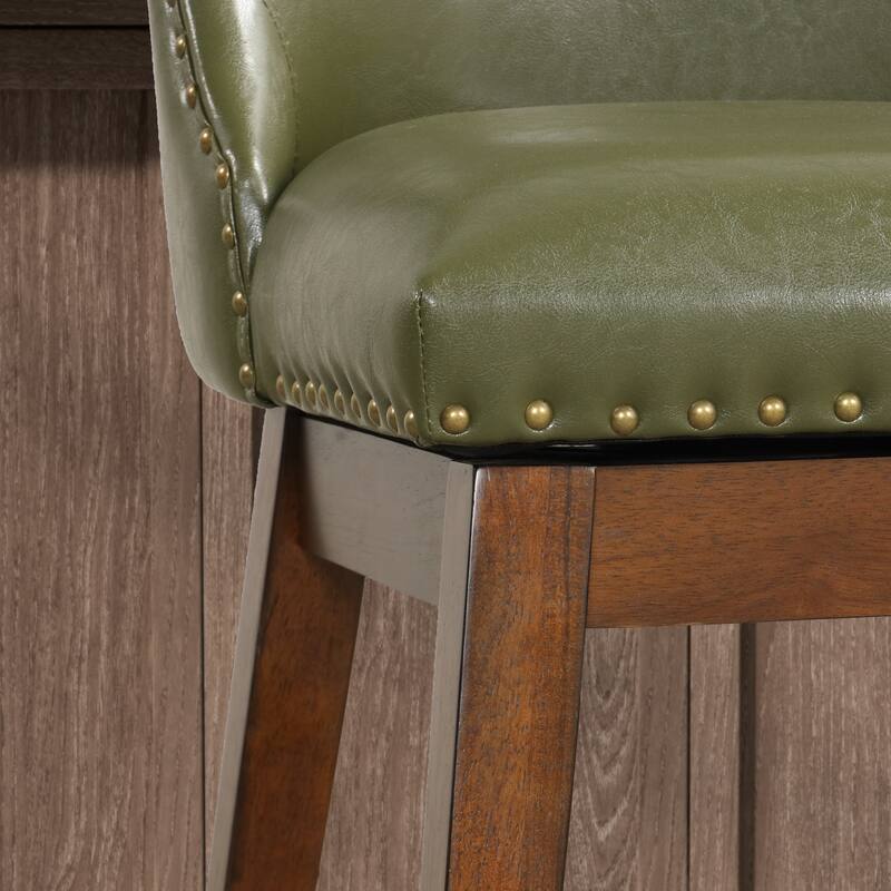 26'' Swivel Upholstered Counter Stool with Solid Wood Frame (Set of 2)