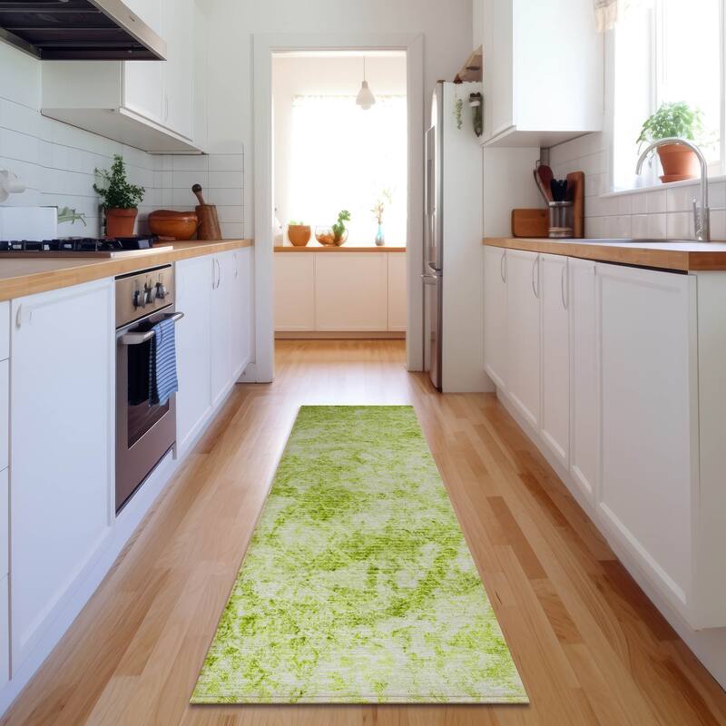 Premium Washable Super Soft Solid Abstract Mayfield Rug - Aloe - 2' 3" x 7' 6" - Runner