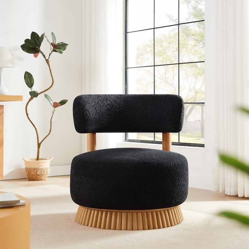 Christopher Knight Home - Rovena Modern Farmhouse Upholstered Accent Chair with Thatched Wood Base