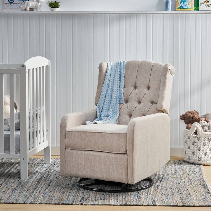 360° Rotation Lounge Chair with Classic Style for Living Room or Bedroom, Lever-Control Recliner for Reading & Relaxation