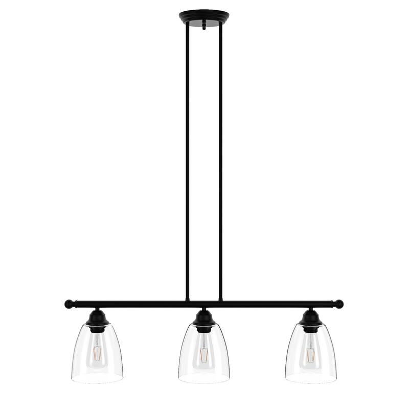 Modern Black 3-Light Glass Style Kitchen Island Pendant