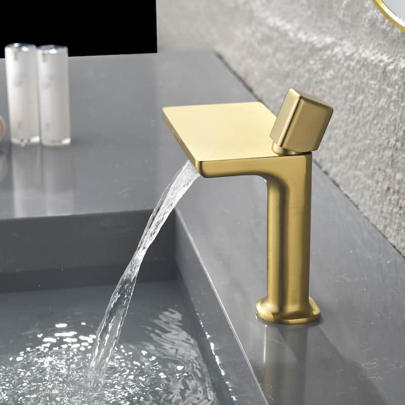 Single Handle Waterfall Bathroom Sink Faucet Brass Modern 1 Hole Bathroom Basin Vanity Faucets
