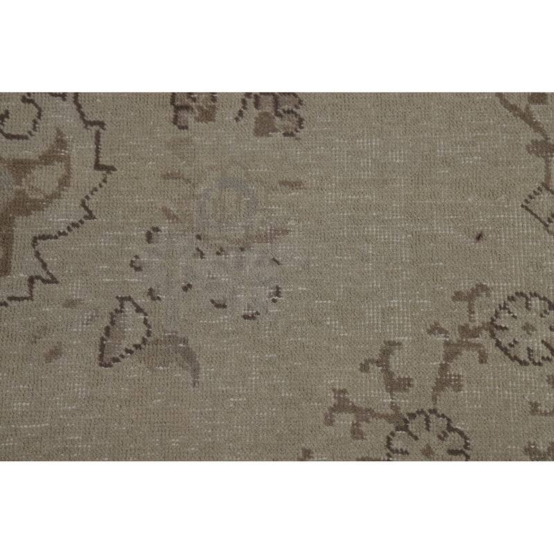 Tabriz Persian Vintage Rug Hand-Knotted Beige Oriental Wool Carpet - 8'2" x 11'2"