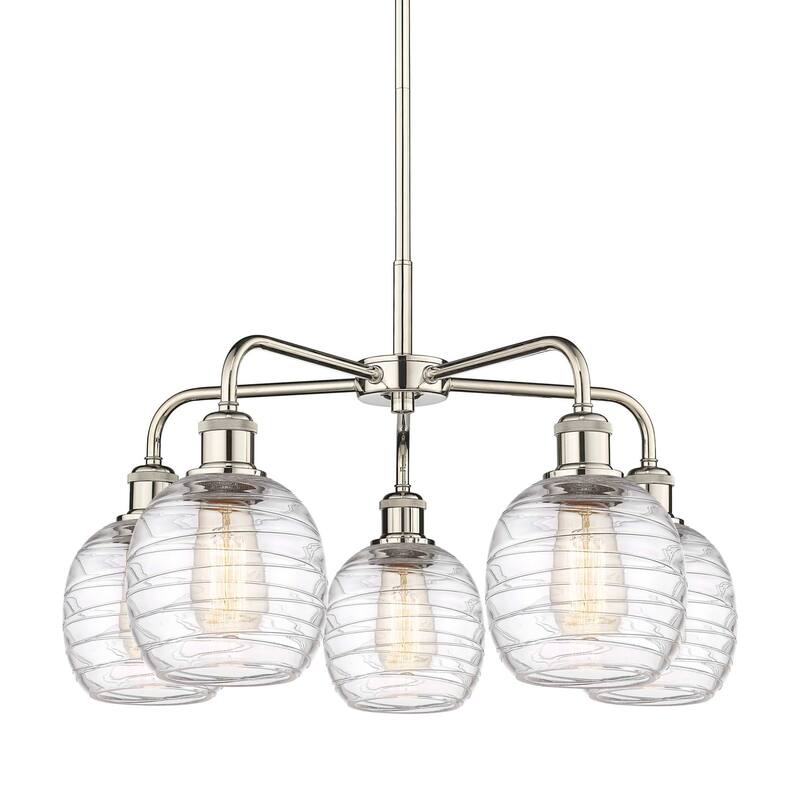 Innovations Lighting 516-5CR-15-24 Belfast Chandelier Belfast 5 Light - Polished Nickel / Deco Swirl