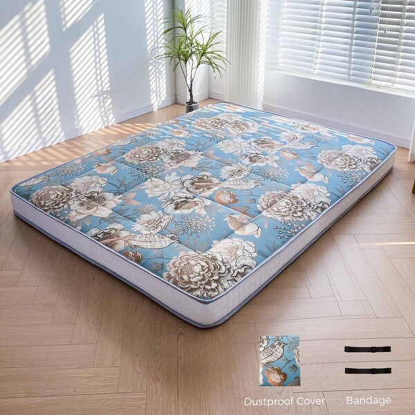 6-inch Thick Floral Pattern Floor Bed Futon Mattress - Bed Bath
