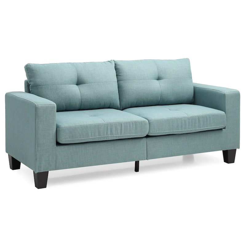 Square Arm Twill Tufted Straight Sofa - 71" - Teal