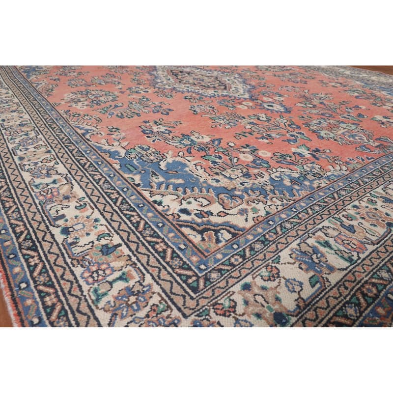 Vintage Hamedan Persian Vintage Area Rug Handmade Wool Carpet - 8'10"x 11'3"