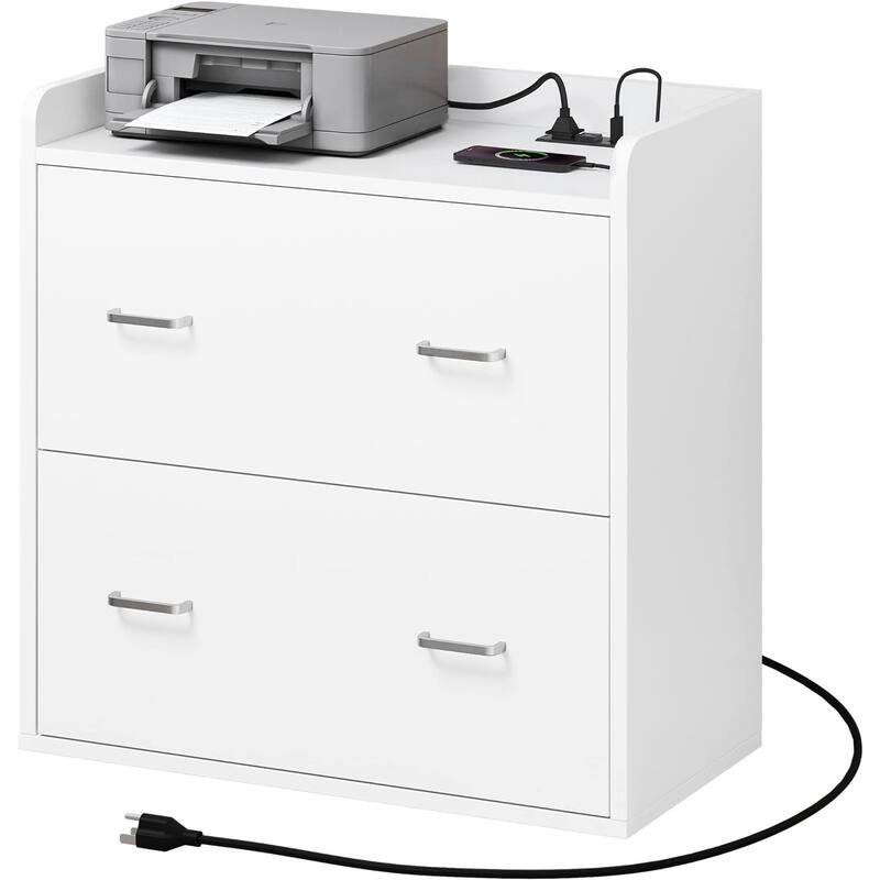 Moasis 2-Drawer File Cabinet Lateral Filing Cabinet Home Office File Cabinet - White