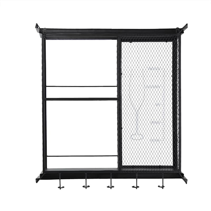 26x5.1x28.3" Floating Wine Bar Shelf w/Glass Holder & Display Shelves