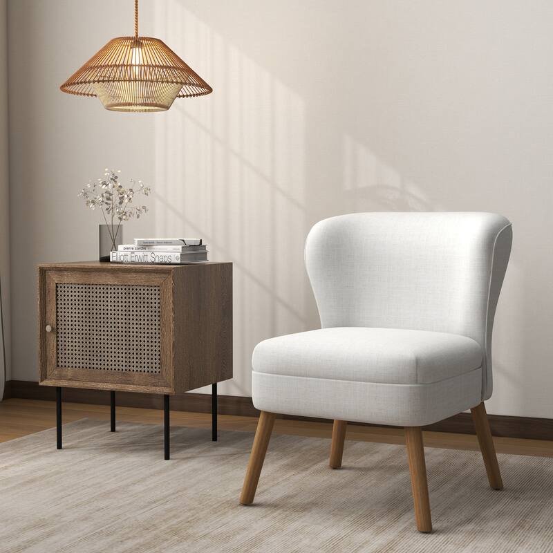 Linen Armless Accent Chair Slipper Chair