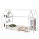 preview thumbnail 21 of 28, Wooden Twin House Bed with Integrated Shelves and Hanger for Kids Room