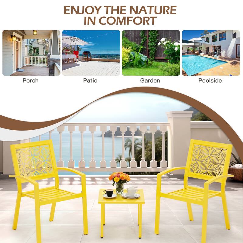Outdoor 3-Piece Bistro Set, Foldable Patio Dining Sets, Rust-Resistant, Lightweight, Easy to Clean, for Balcony, Garden, Pool