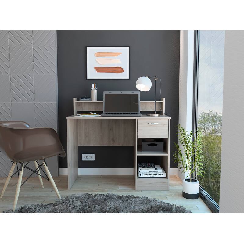 Writing Computer Desk , Multiple Shelves, One Drawer
