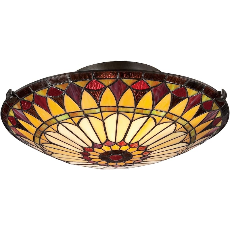 Roseto 2 Light 17" Wide Flush Mount Ceiling Fixture with Ohio Glass