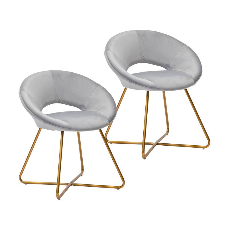 Porthos Home Reine Leisure Accent Chairs Set of 2, Velvet Upholstery, Gold Legs