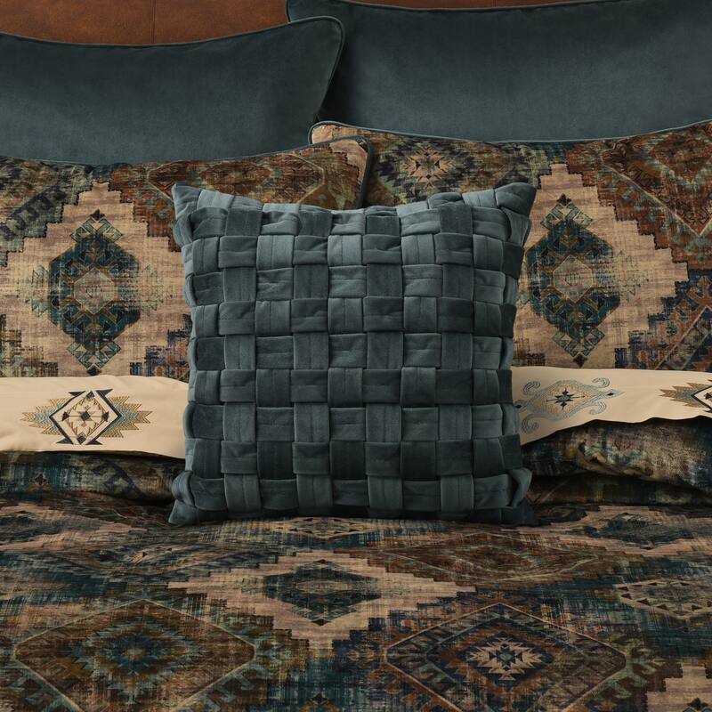 J. Queen New York Baja 17" Square Decorative Throw Pillow - Accent - Polyester - Teal