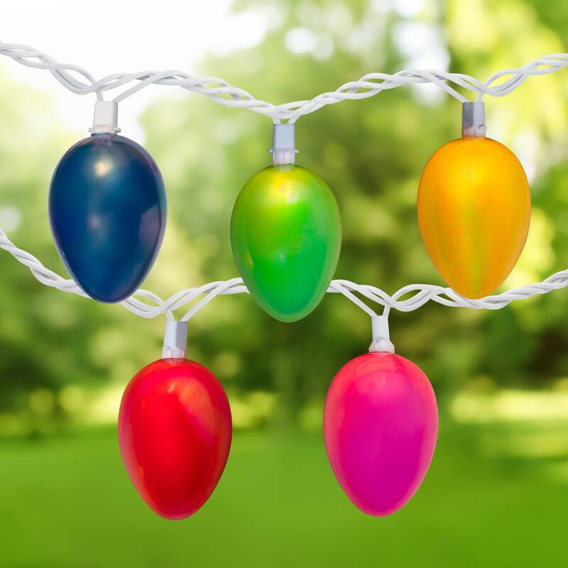 10 Pearl Multi-Colored Easter Egg Spring Holiday Lights - White Wire