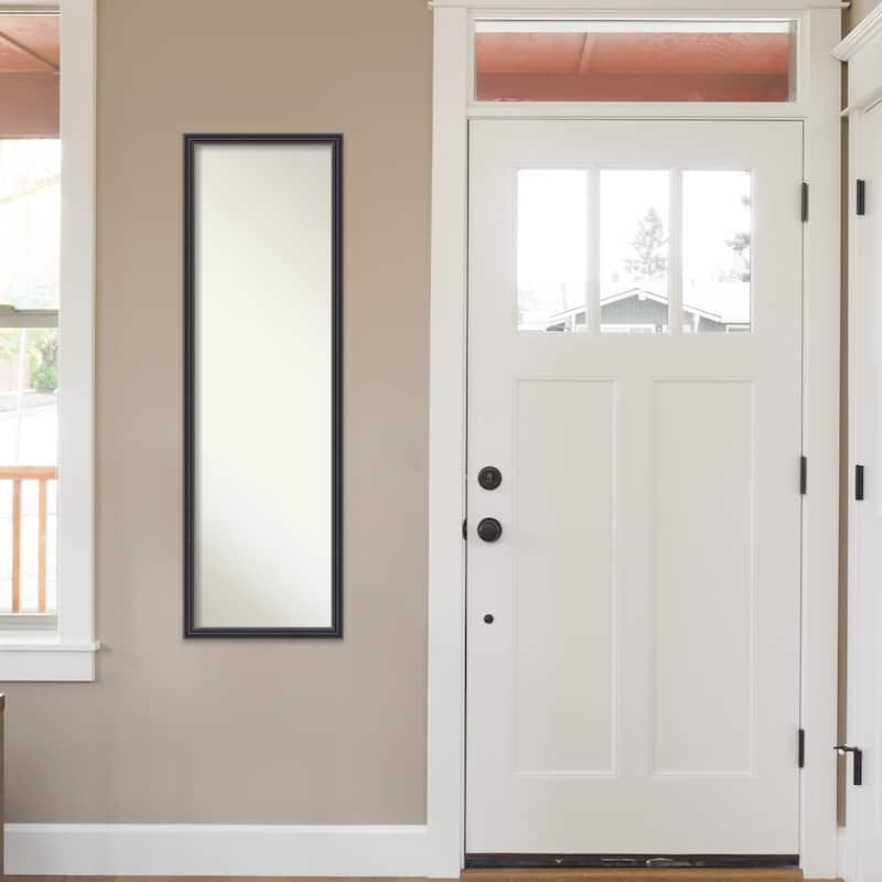 Stylish Black Non-Beveled Wood Framed Full-Length On the Door Mirror - Stylish Black - Glass Size 14x48