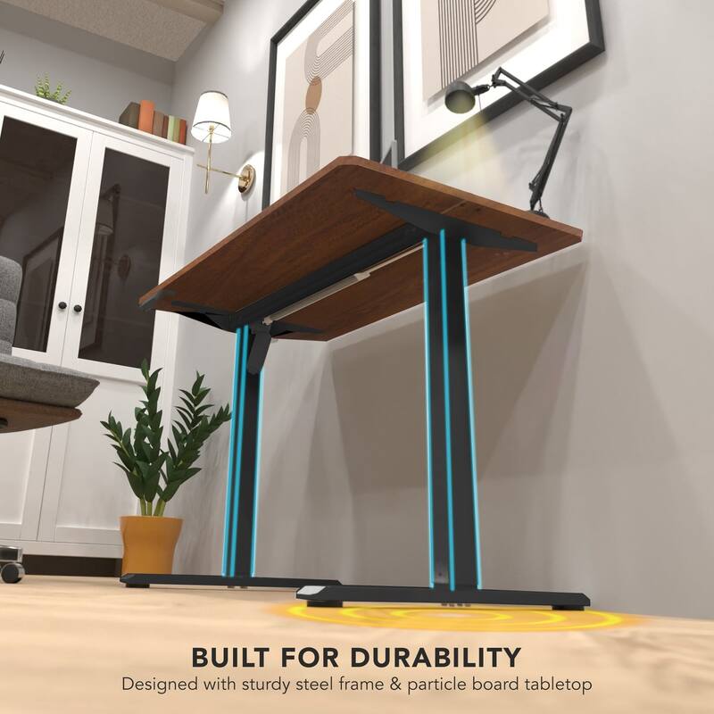 Mount-It! 40"W Electric Rectangular Adjustable Standing Desk, Hazelnut/Black (MI-8036)