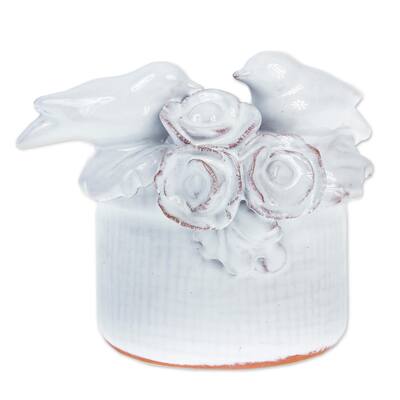 Novica Handmade Wrens And Roses Ceramic Flower Pot