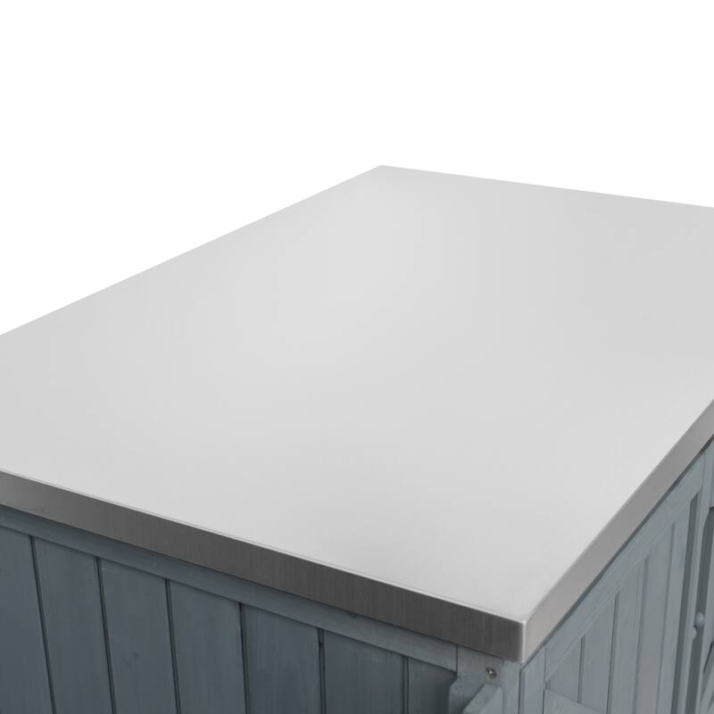 42.1" Outdoor Kitchen Island with Stainless Steel Top, Outdoor Grill Cart with Storage Cabinet and Adjustable Shelf