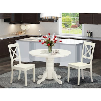 HomeStock 3-Pc Buttermilk and Cherry Solid Wood Top - Dining Room Set - Seats 4