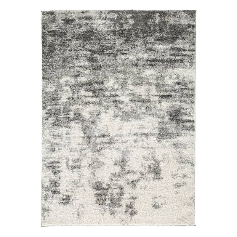 Pax 8 x 10 Modern Area Rug, Smoky Paint Design, Fabric, Large, Cream, Gray - 8 x 10