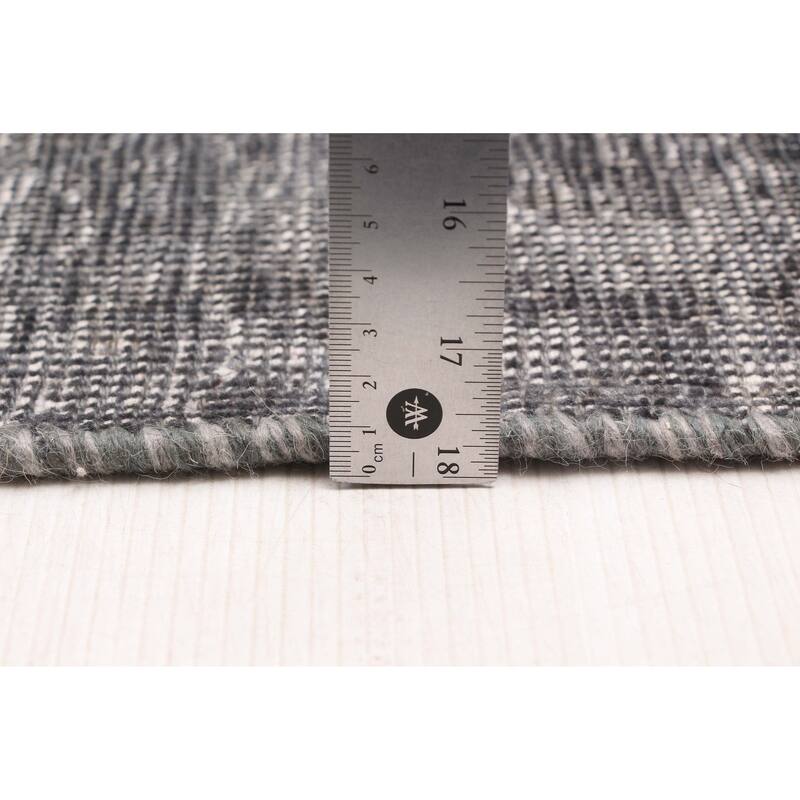 ECARPETGALLERY Hand-knotted Color Transition Dark Grey Wool Rug - 2'6 x 13'11