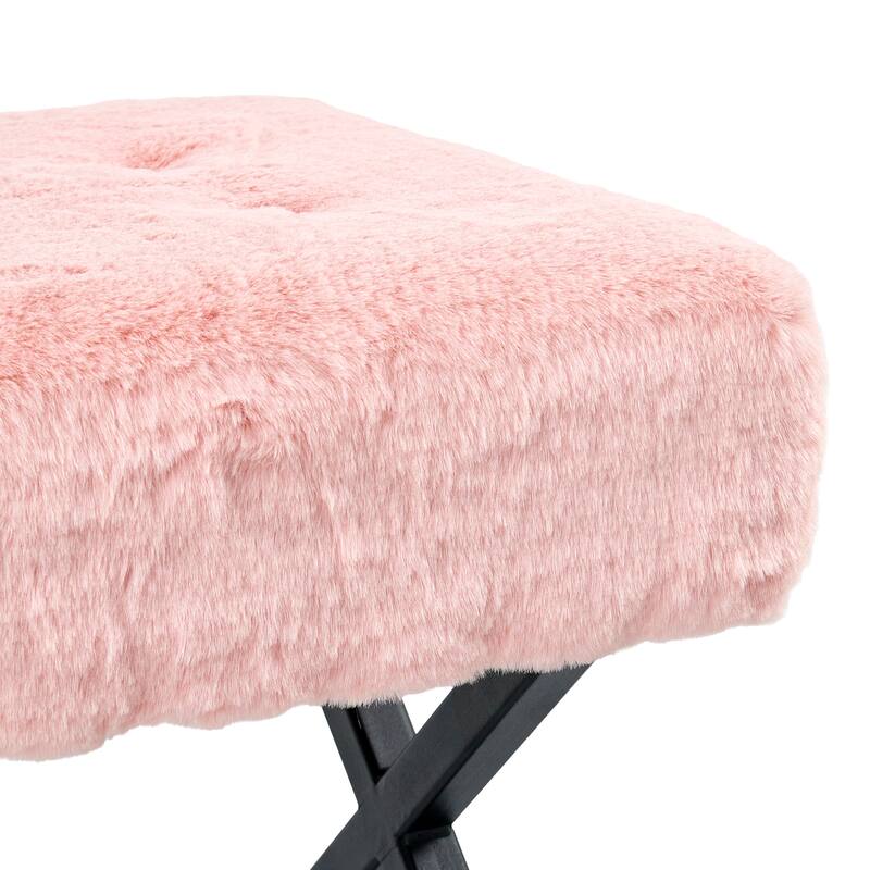 FauxFur Ottoman Vanity Stool 19"X19"X19".