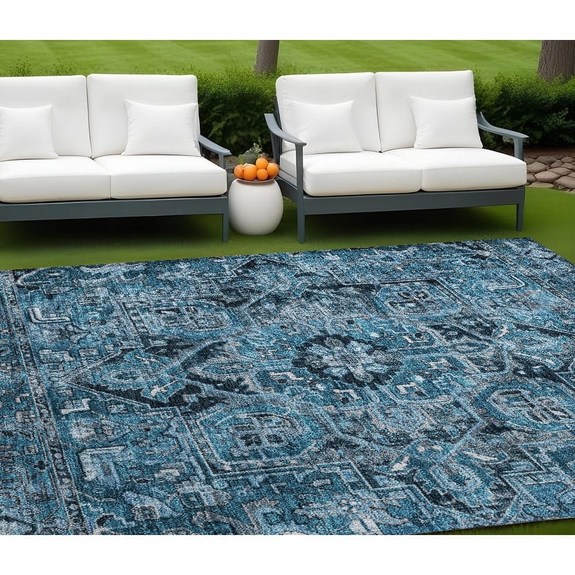 Beto Oriental Weather Resistant Refined Traditional Outdoor Rug