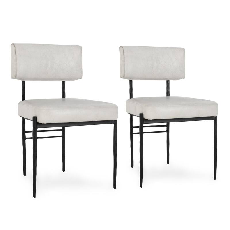 Classic Home Kester Set of 2 Leather Upholstered Dining Chair in Off White - Set of 2 - Off White