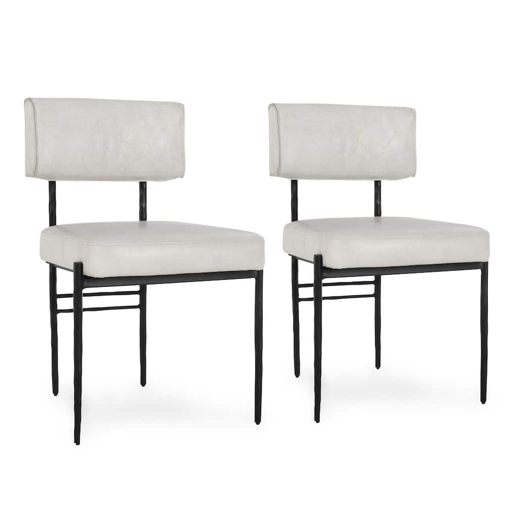 Classic Home Kester Set of 2 Leather Upholstered Dining Chair in Off White