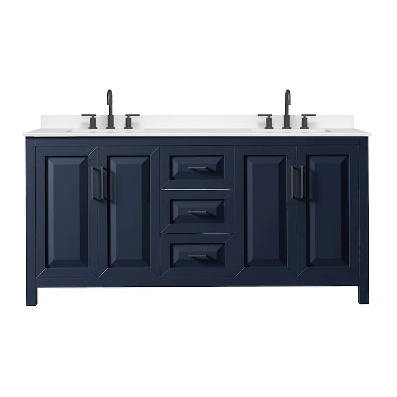 Daria 72-inch Double Vanity, 3 Hole Quartz Top