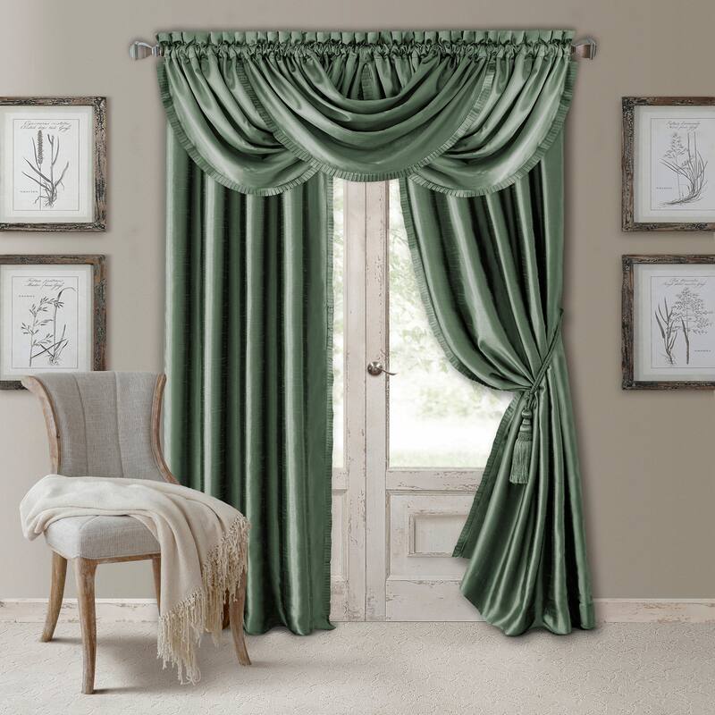 Elrene Versailles Faux Silk Waterfall Window Valance - 52" w x 36" l